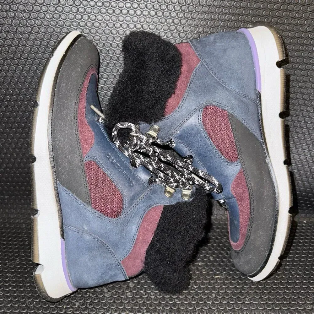 Cole Haan 4.Zerogrand Leather Hiker Navy Blue Maroon Black Boots Women’s Size 7B
